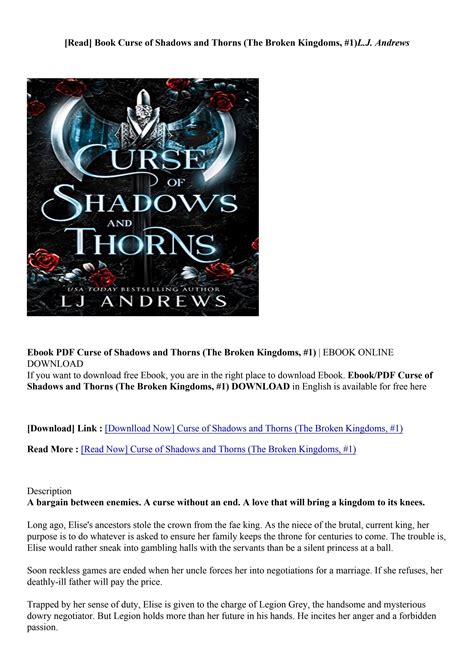 Book containing the curse of shadows and thorns